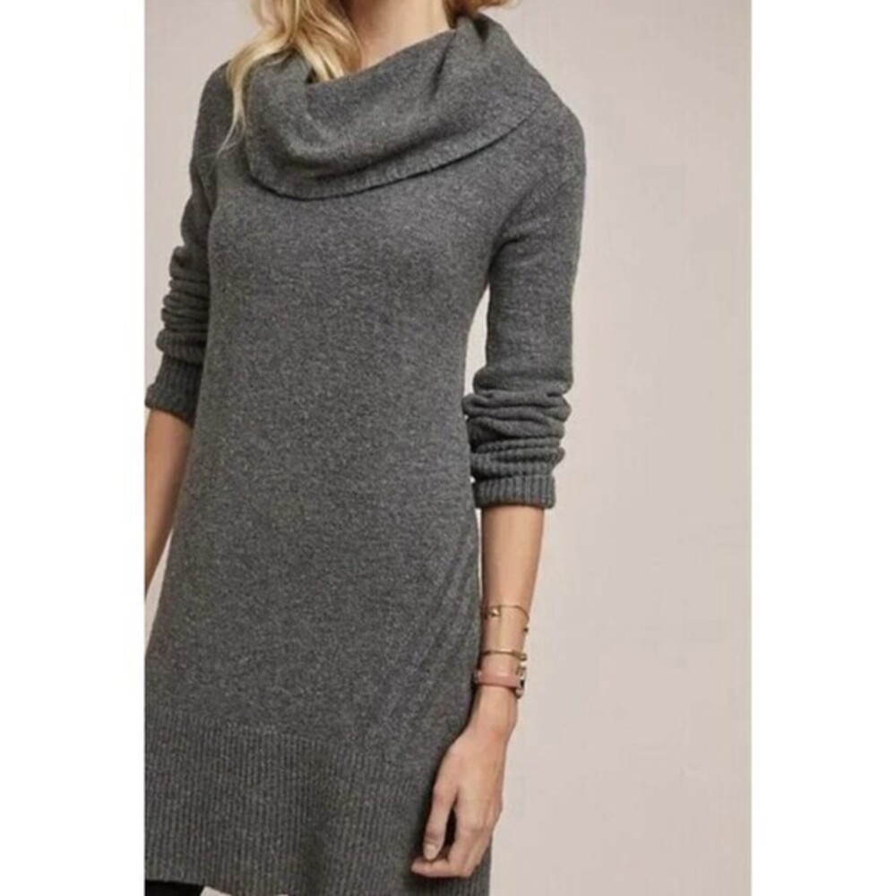 Anthropologie Womens Sonoran Gray Cowl Neck Sweater Dress Long Sleeve SIZE XL